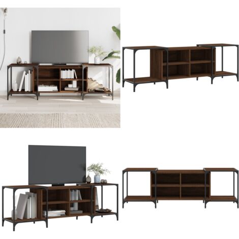 Mueble de TV madera de ingeniería marrón roble 153x37x50 cm - Madera contrachapada - Soporte de TV