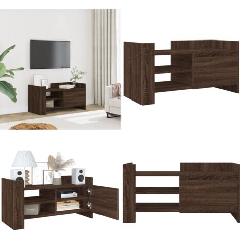 Mueble de TV madera de ingeniería marrón roble 80x35x40 cm - Madera de ingeniería - Almacenamiento