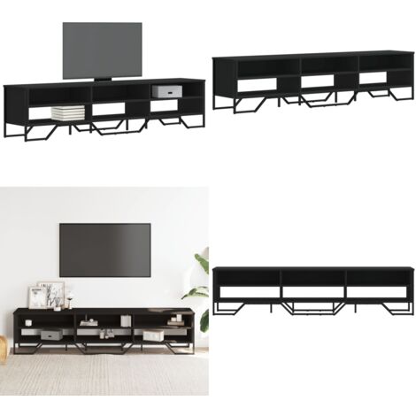 Mueble de TV madera de ingeniería negro 180x34x41 cm - Madera de ingeniería - Mueble de almacenamiento