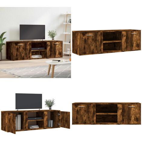 Mueble de TV madera de ingeniería roble ahumado 120x34x37 cm - Madera de ingeniería - Soporte de TV
