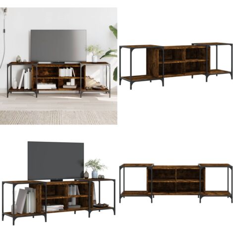 Mueble de TV madera de ingeniería roble ahumado 153x37x50 cm - Madera contrachapada - Soporte de TV