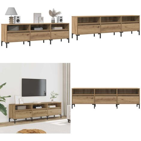 Mueble de TV madera de ingeniería roble artisan 150x30x44,5 cm - Madera contrachapada - Almacenamiento