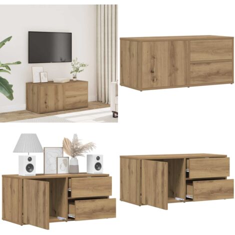 Mueble de TV madera de ingeniería roble artisan 80x34x35,5 cm - Madera contrachapada - Almacenamiento