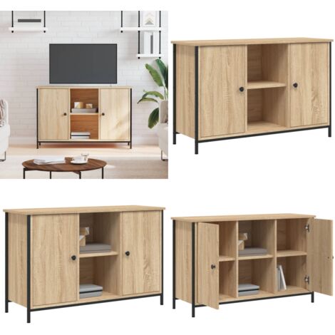 Mueble de TV madera de ingeniería roble Sonoma 100x35x65 cm - Madera contrachapada - Soporte de TV