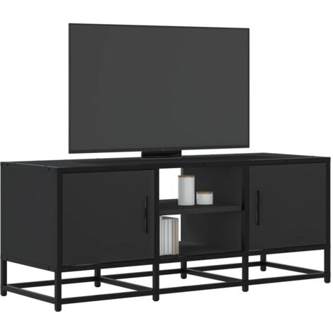 Mueble de TV madera de ingeniería y metal negro 100x35x41 cm