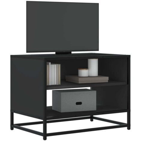 Mueble de TV madera de ingeniería y metal negro 61x40x46 cm