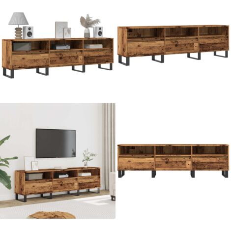 Mueble de TV madera ingeniería madera envejecida 150x30x44,5 cm - Madera envejecida - Almacenamiento