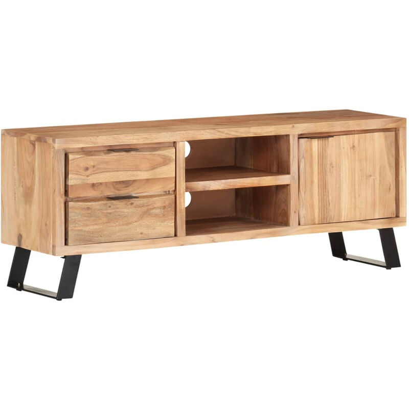 

Mueble de TV madera maciza acacia borde natural 120x30x42 cm