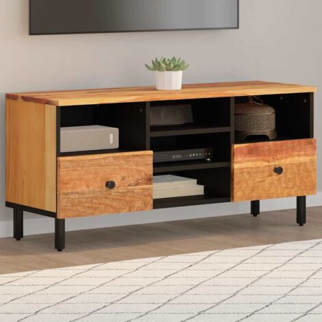 Mueble de TV madera maciza de acacia 100x33x46 cm