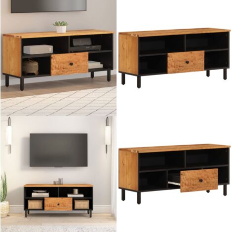 Mueble de TV madera maciza de acacia 100x33x46 cm - Madera de acacia - Mueble moderno