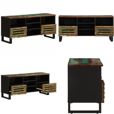 Mueble de TV madera maciza de acacia 100x34x46 cm - Acacia - Mueble de almacenamiento
