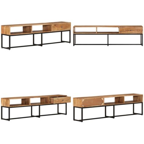 Mueble de TV madera maciza de acacia 160x30x45 cm - Madera de acacia - Armario para TV