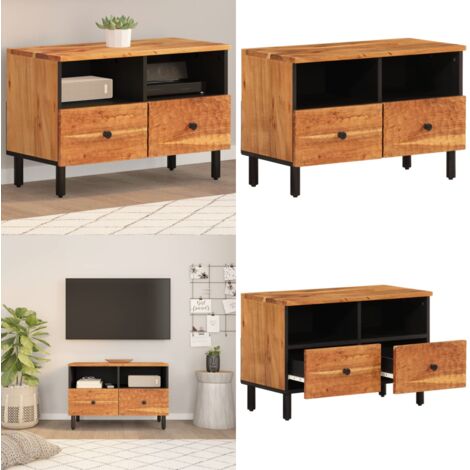 Mueble de TV madera maciza de acacia 70x33x46 cm - Acacia - Almacenamiento
