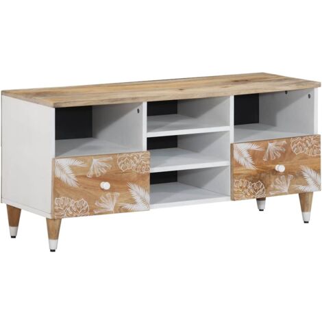 Mueble de TV madera maciza de mango 100x33,5x46 cm