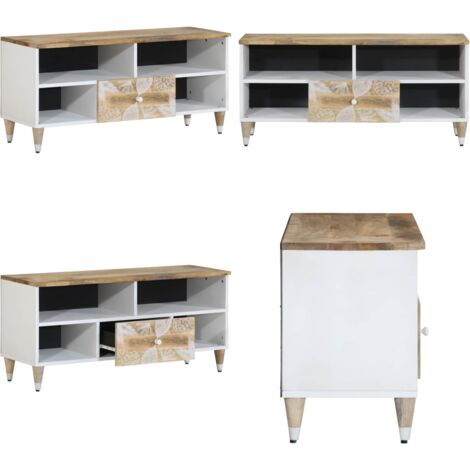 Mueble de TV madera maciza de mango 100x33,5x46 cm - Madera de mango - Almacenamiento