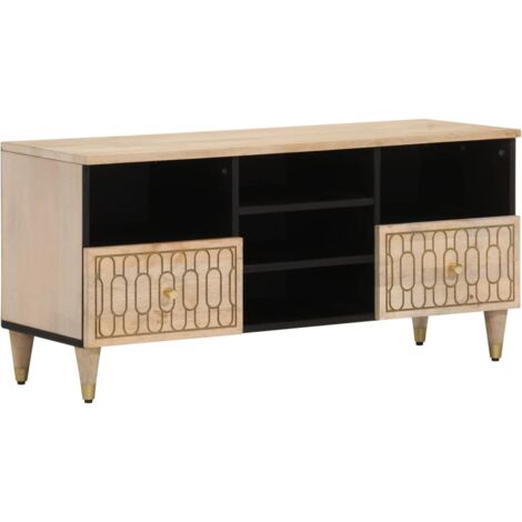 Mueble de TV madera maciza de mango 100x33x46 cm vidaXL
