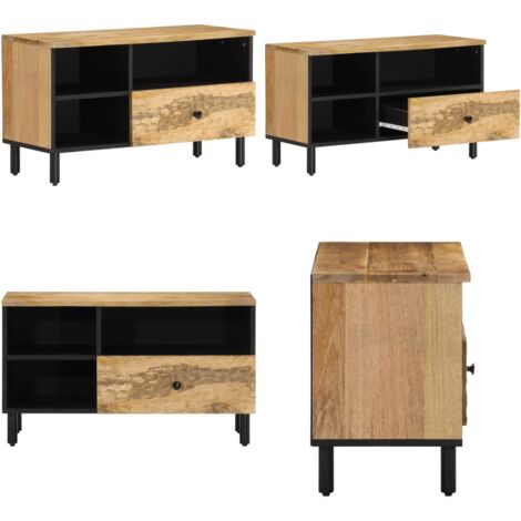 Mueble de TV madera maciza de mango 80x33x46 cm - Madera de mango - Mueble de almacenamiento