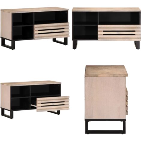 Mueble de TV madera maciza de mango 80x34x46 cm - Madera de mango - Mueble industrial