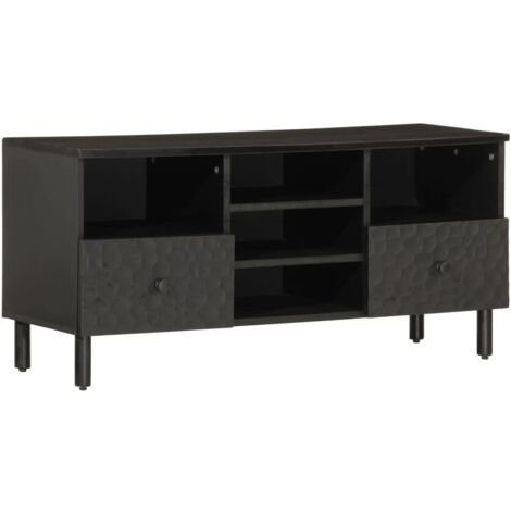 Mueble de TV madera maciza de mango negro 100x33x46 cm vidaXL
