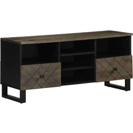 Mueble de TV madera maciza de mango negro 100x33x46 cm vidaXL