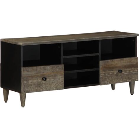 Mueble de TV madera maciza de mango negro 100x33x46 cm vidaXL