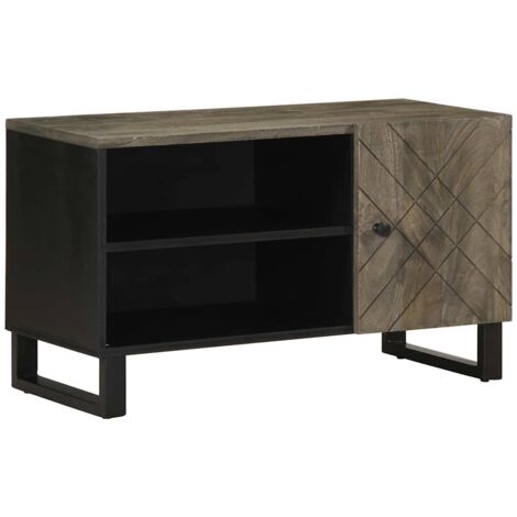 Mueble de TV madera maciza de mango negro 80x33x46 cm vidaXL