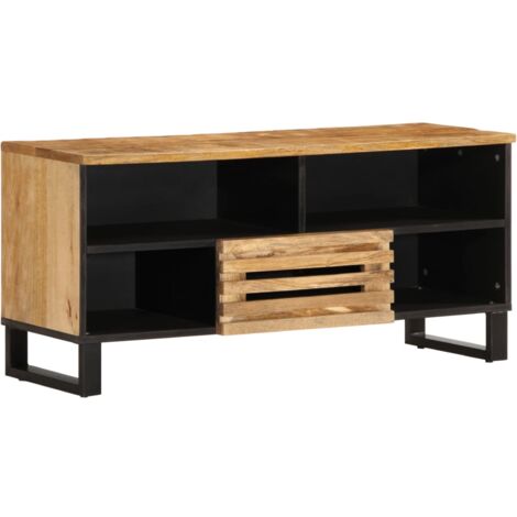 Mueble de TV madera maciza de mango rugosa 100x34x46 cm vidaXL