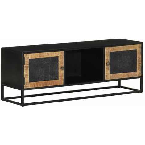 Mueble de TV madera maciza de mango y hierro 110x30x40 cm vidaXL