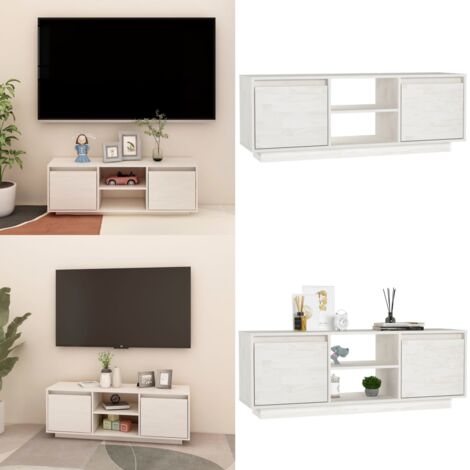 Mueble de TV madera maciza de pino blanco 110x30x40 cm - Armario de madera - Muebles de madera