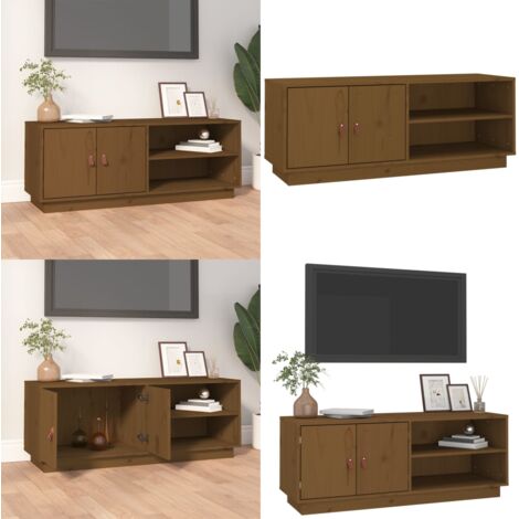 Mueble de TV madera maciza de pino marrón miel 105x34x40 cm - Madera maciza - Pino