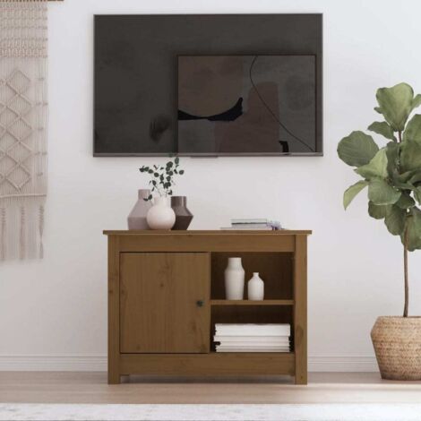Mueble de TV madera maciza de pino marrón miel 70x36,5x52 cm vidaXL