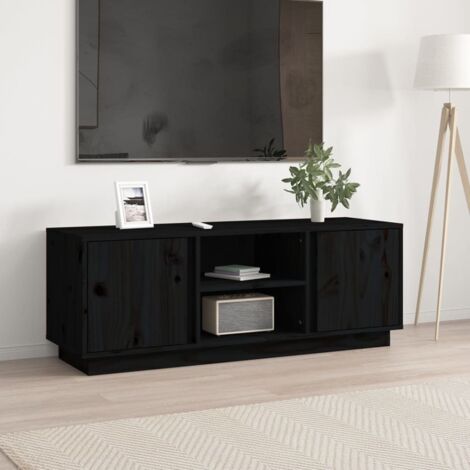 Mueble de TV madera maciza de pino negro 110x35x40,5 cm vidaXL