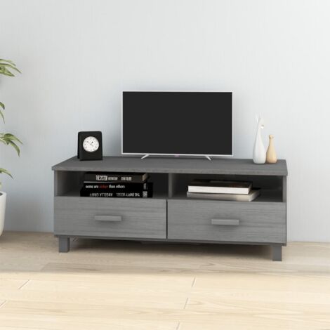 Mueble de TV madera maciza pino gris oscuro 106x40x40 cm