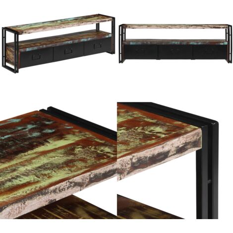 Mueble de TV madera maciza reciclada 120x30x40 cm - Madera reciclada - Mueble industrial