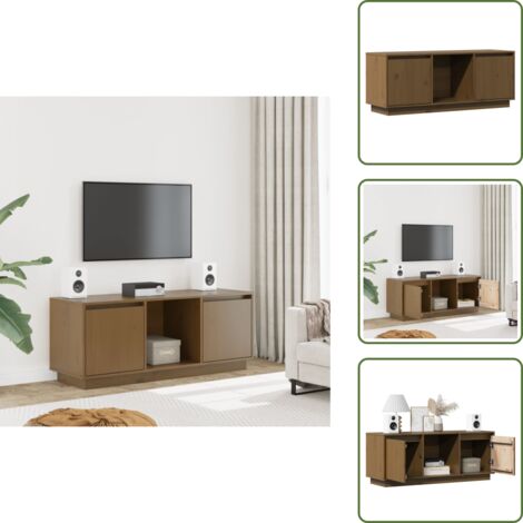 Mueble de TV madera - vidaXL Mueble para TV madera maciza de pino marrón miel 110,5x35x44 cm -