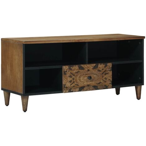 Mueble de TV Marrón 100 x 33,5 x 46 cm Madera de mango maciza
