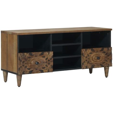 Mueble de TV Marrón 100 x 33,5 x 46 cm Madera de mango maciza