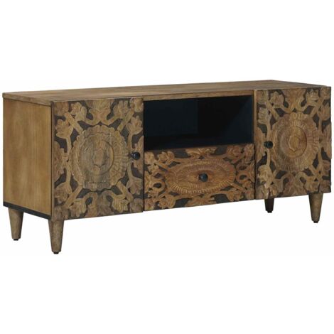 Mueble de TV Marrón 105 x 33,5 x 46 cm Madera de mango maciza