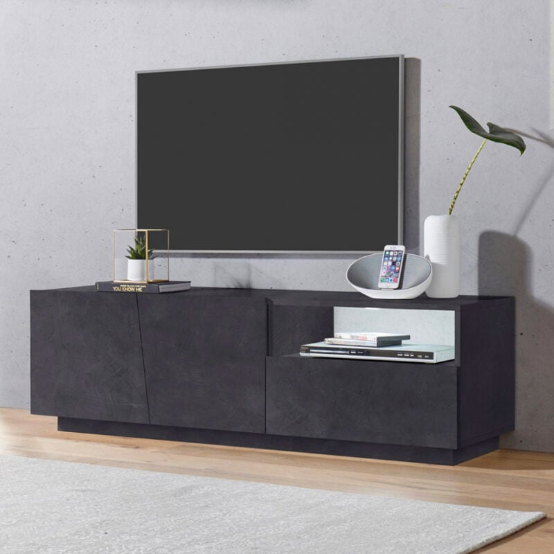 

Mueble de TV moderno con puertas correderas de cajón 150cm Vega Low Ardesia
