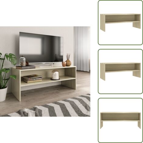 Mueble de TV moderno - vidaXL Mueble de TV madera contrachapada color roble 100x40x40cm - Mueble de TV clásico