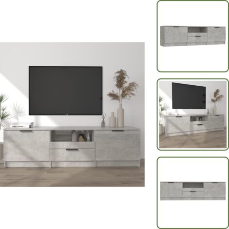 Mueble de TV moderno - vidaXL Mueble de TV madera contrachapada gris hormigón 140x35x40 cm - Mueble de TV con almacenamiento