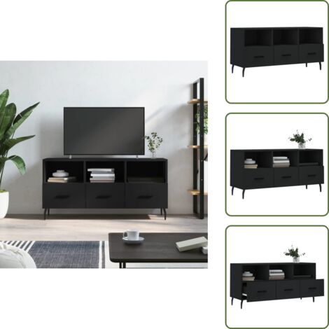 Mueble de TV moderno - vidaXL Mueble de TV madera de ingeniería negro 102x36x50 cm - Almacenamiento para DVD
