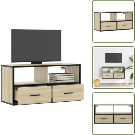 Mueble de tv montado en pared - vidaXL Mueble TV madera ingeniería y metal roble Sonoma 80x31x39,5 cm - Mueble de tv industrial