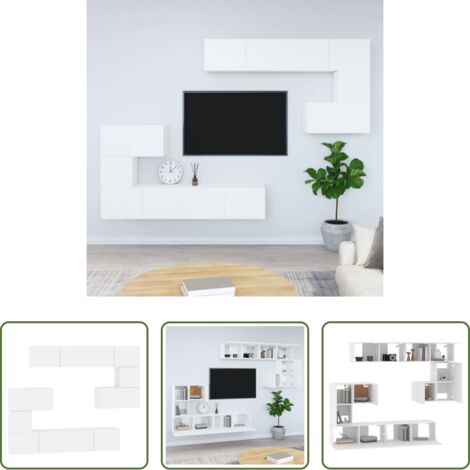 Mueble de TV -  Mueble de pared para TV madera contrachapada blanco