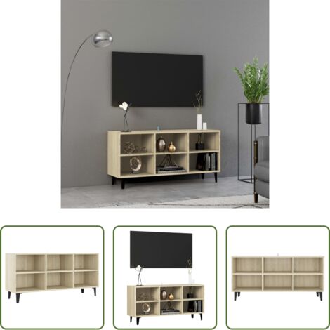Mueble de TV -  Mueble de TV con patas metal color roble Sonoma 103,5x30x50 cm