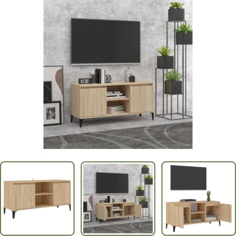 Mueble de TV -  Mueble de TV con patas metal color roble Sonoma 103,5x35x50 cm