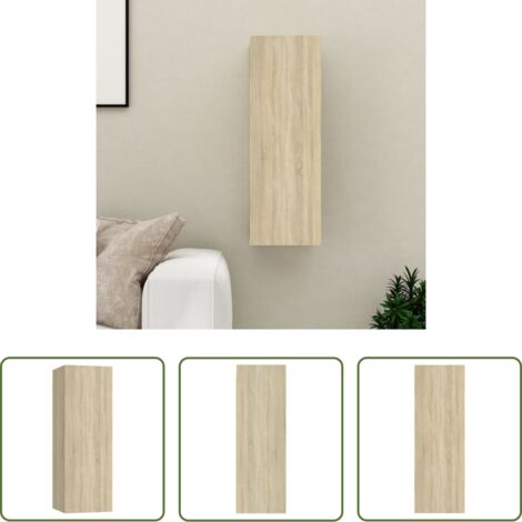 Mueble de TV -  Mueble de TV madera contrachapada color roble 30,5x30x90 cm
