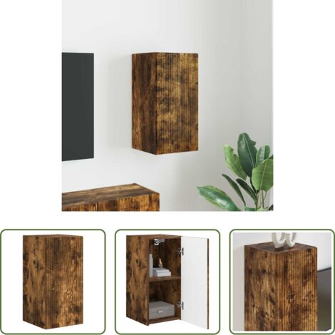 Mueble de TV -  Mueble de TV Montado en la Pared Roble ahumado 30 x 31 x 60 cm