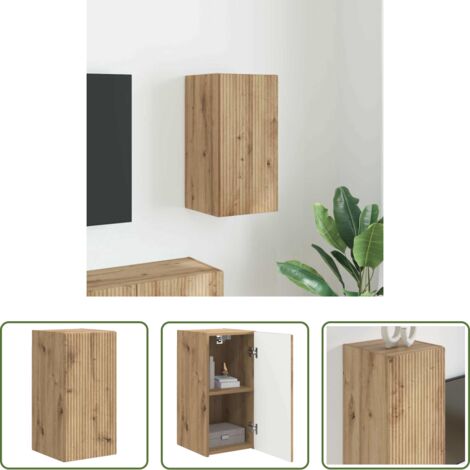 Mueble de TV -  Mueble de TV Montado en la Pared Roble Artesanal