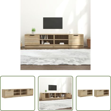 Mueble de TV -  Mueble para TV 2 pzas madera contrachapada roble 80x35x36,5 cm